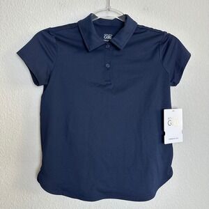 Athleta Girl Navy Blue School Day Polo Shirt Short Sleeve Size M 8-10 Uniform